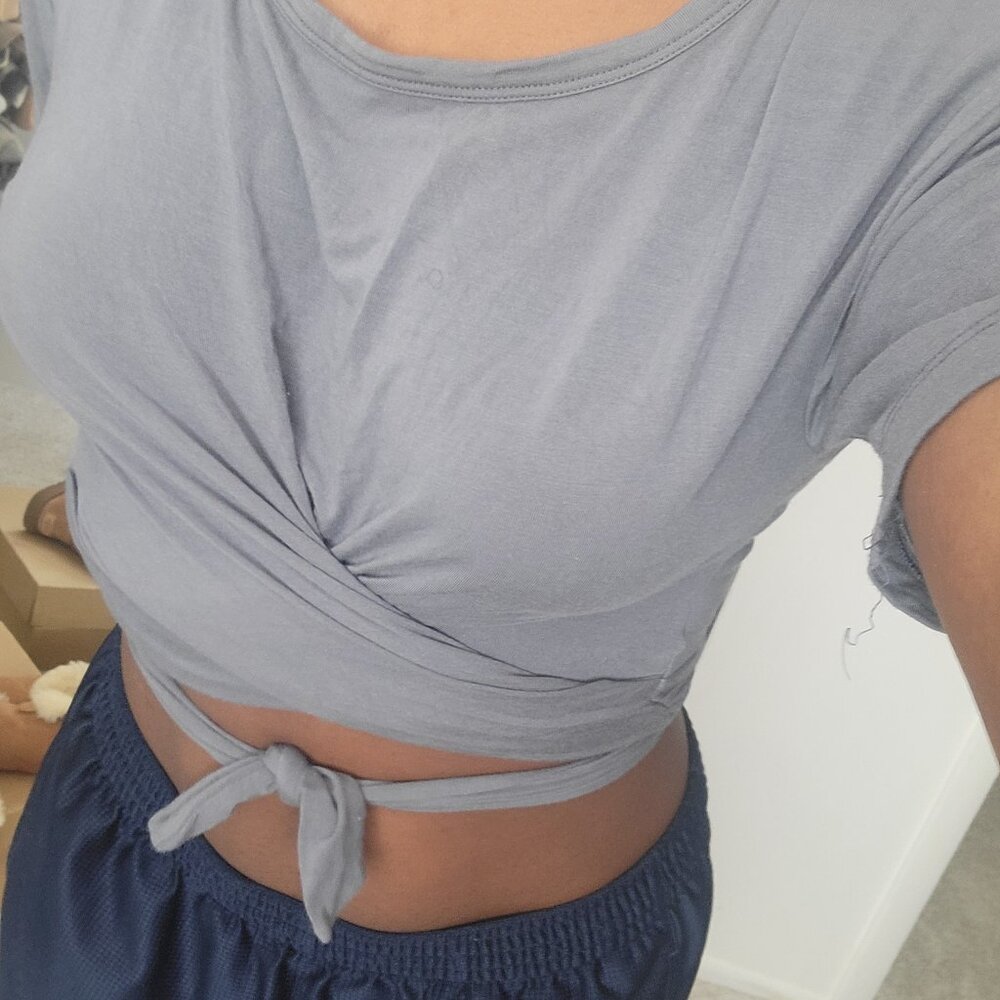 VS Grey Wrap Crop Top